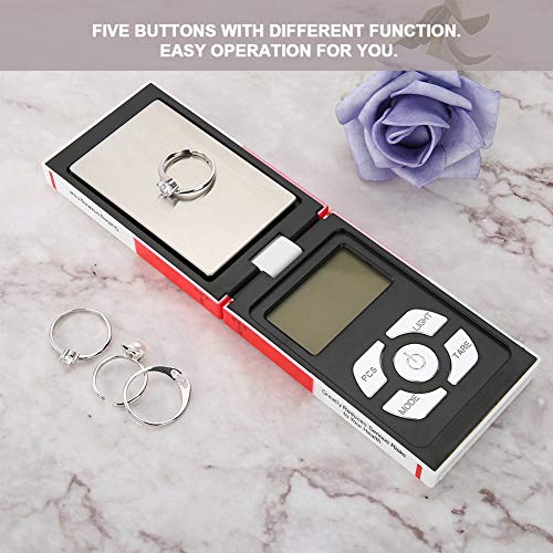 Qkiss 200gx0.01g Pesar Gramo Escala Digital Escala de Joyería de Alta Precisión gram Pantalla LCD Inteligente Escala Electrónica de Peso, Mini Balanza de Bolsillo