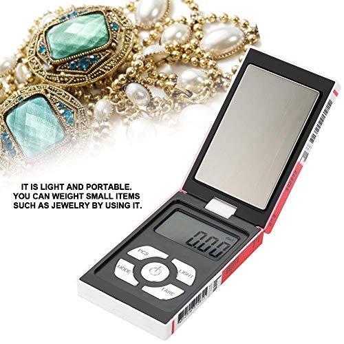Qkiss 200gx0.01g Pesar Gramo Escala Digital Escala de Joyería de Alta Precisión gram Pantalla LCD Inteligente Escala Electrónica de Peso, Mini Balanza de Bolsillo