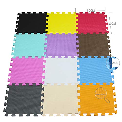 qqpp Alfombra Puzzle para Niños Bebe Infantil - Suelo de Goma EVA Suave. 18 Piezas (30*30*1cm), Blanco,Verde,Gris. QQC-AHLb18N