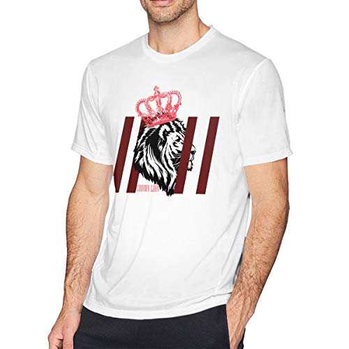 QsuNa - Camiseta de Manga Corta para Hombre, diseño de Corona de león y el Rey del Bosque Blanco Blanco 6X-Large