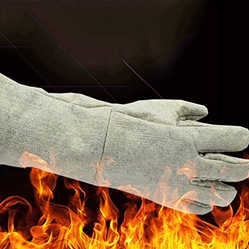 QUAS Guantes de Aislamiento térmico 500 Grados de Alta Temperatura alargados 45 antiquemaduras retardantes de Llama para la Industria de horneado