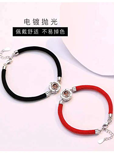 QueenDer Colgante Ajustable Pulseras - 100 idiomas Te amo cristal Gircon - Regalos para mujeres Mamá Pareja de San Valentín (Rojo)