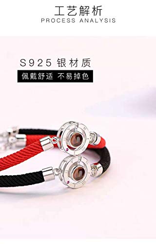QueenDer Colgante Ajustable Pulseras - 100 idiomas Te amo cristal Gircon - Regalos para mujeres Mamá Pareja de San Valentín (Rojo)
