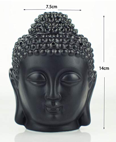 Quemador de cerámica Mayco Bell para aceites de aromaterapia. Difusor de aromas de aceites esenciales en forma de cabeza de buda indio. Quemador de incienso tibetano. Tamaño pequeño