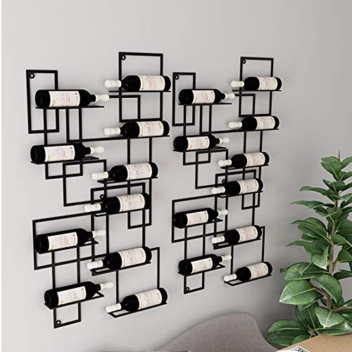 QWERTYUIOP Estante para Vino Colgante de Pared Soporte para exhibición de Vino para el hogar Marco de decoración de Pared Multi-Botella Negro 110 * 60cm