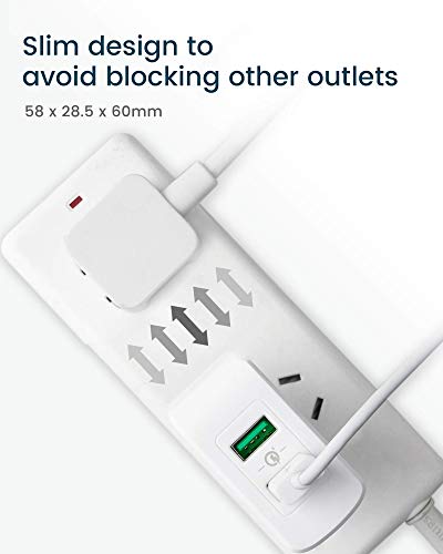 RAMPOW Cargador USB, 39W Quick Charge 3.0 Cargador Móvil, Cargador Pared 2 Puertos USB Cargador Rápido para Teléfonos y Tabletas, iPhone, Samsung, LG, Sony, Huawei, Xiaomi, BQ Aquaris X y más - Blanco