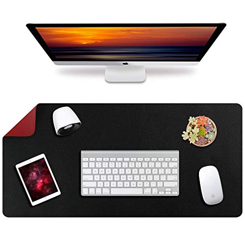RAVER Alfombrilla Raton Gaming, Grandes Alfombrilla de Escritorio Hecho de Cuero PU 800x400x2 mm, Antideslizante e Impermeable Ultrafina Doble Cara Mouse Pad para la Oficina y el Hogar