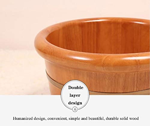Regalo para la casa Encina espesa filo barril de madera baño de pies barril con tapa hogar de madera durable pie sanitaria cubo cuba de lavado pie 24cm casa artículos para el hogar decoración