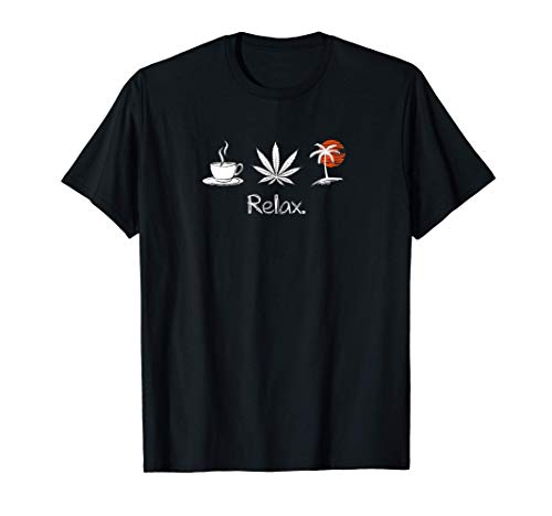 Relax Café Sun Pot Sand Palm Sea para despertar y hornear Camiseta