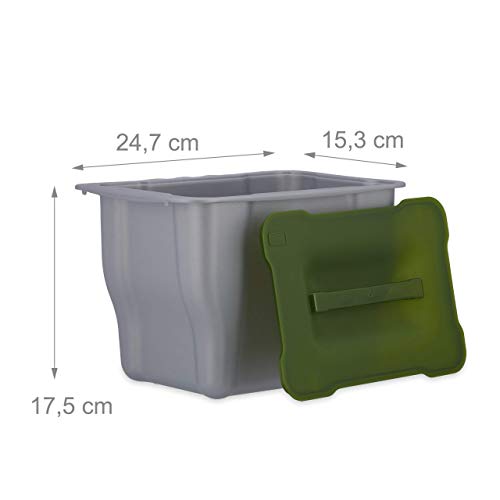 Relaxdays 10021757 Cubo de Basura para la Cocina, Residuos Orgánicos, con Tapa, 5 L, 17.5 x 24.7 x 18.5 cm, 1 Ud, Antracita