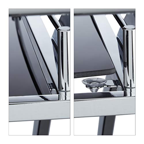 Relaxdays Camarera Redonda Baron para Cocina, Acero, Negro, 73 x 46 x 74 cm