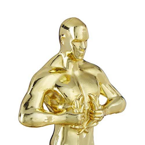 Relaxdays niños Trofeo, Soporte Cuadrado, Corona de Ganador, Hollywood, Regalo, 18 cm, Dorado