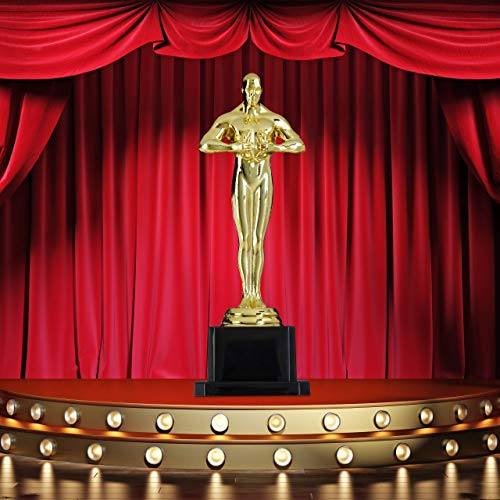 Relaxdays niños Trofeo, Soporte Cuadrado, Corona de Ganador, Hollywood, Regalo, 18 cm, Dorado