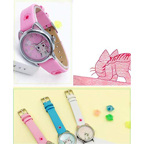 Reloj Niño ZWRY Lindo patrón de Gato de Queso Reloj para niños Relojes para niños para niños niña Estudiante Reloj Regalo Blanco
