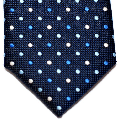 Retreez Corbata de microfibra fina con lunares de época tricolor para hombres Azul marino