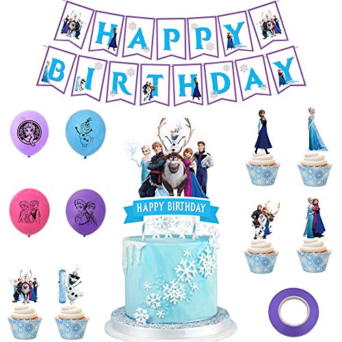 REYOK Frozen Fiesta Cumpleaños Decoración Azul Fiesta Guirnalda de Globos Nieve Banner para Niñas Cumpleaños Baby Shower Despedida de Soltera Decoraciones de Fondo