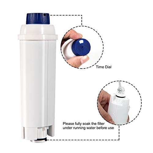 Rhodesy 4 Cafetera Automática Filtro para DeLonghi DLSC002, DeLonghi Filtro de Agua Cartuchosde Carbón Activado para De'Longhi ECAM ESAM ETAM BCO, Paquete de 2