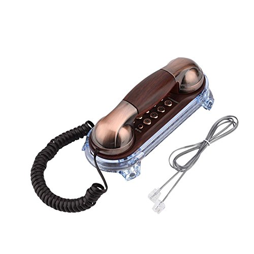 Richer-R Teléfono Retro,Teléfono Fijo Vintage, Teléfono de Diseño Antiguo Elegante,Teléfono con Cable de Sobremesa o Pared para Casa/Oficina(Rellamada/Pausa/Ajuste el Volumen del Timbre)(Cobre Rojo)