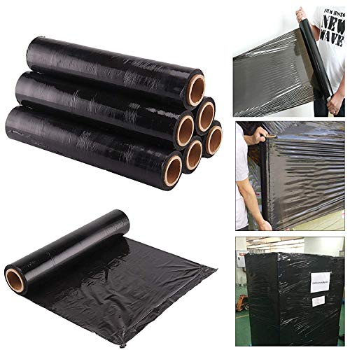 Rollos de film negro elástico para paquetes postales (400 mm x 250 m), negro, pack de 1