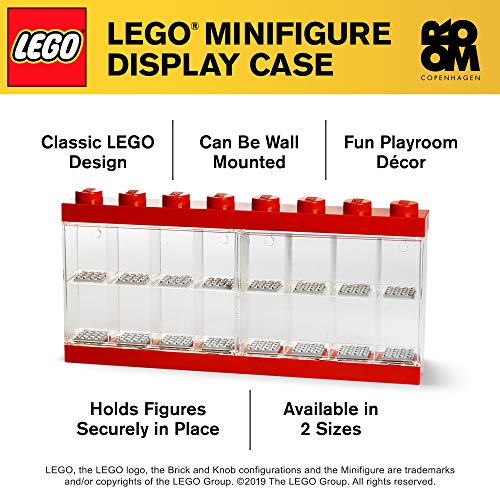 Room Copenhagen-Caja expositora para 16 Minifiguras de Lego, Contenedor apilable para Pared o Escritorio, roja, Color Rojo, Grande 40660001