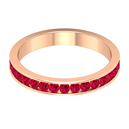 Rosec Jewels 10 quilates oro rosa redonda Red Ruby