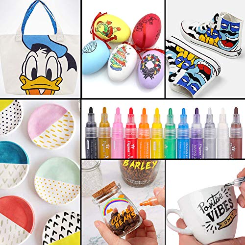 Rotuladores de Pintura Acrílica,DIAOCARE 12 Colores Permanente Marcadores Rotuladores para Plastico,Madera,vidrio,Piedra, Album de fotos, Arte de Bricolaje,Proyecto de la Escuela, DIY Art,Metal