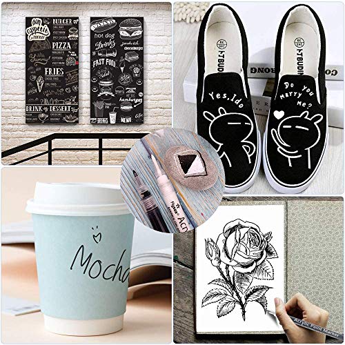 Rotuladores Pintura Acrilica Permanente,Rotulador Pintura Acrilica Negro,Rotuladores Acrílicos Punta Fina,Para Piedra,Roca,Tela,Metal, Vidrio, Madera, Scrapbooking(6PCS)
