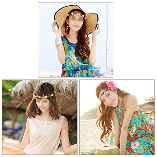 Rovtop10 Piezas Corona de Flor Venda de Pelo Redondo Venda de Flor Diadema de Flores para Mujer Multicolor con Rosa Flor Festival Boda Playa Aplicable Cintas para Pelo