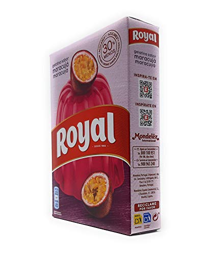 Royal, Gelatina en Polvo, Sabor Maracuyá, 30% Menos Azúcares, 114 g