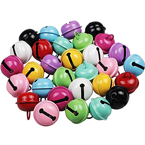 RUANLI Campanas Pequeñas para Manualidades Campanas para Mascotas Coloridas Campanas para Árboles De Navidad para Decoración Navideña, Manualidades, Fabricación De Joyas, 50 Piezas (Color Aleatorio)