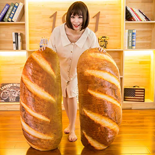 Rusaly Creativo Simulación 3D Forma de Pan Cuerpo Almohada Cojín de Espalda Lumbar Suave Peluche Baguette de Peluche de Juguete para la decoración del hogar (80 CM)