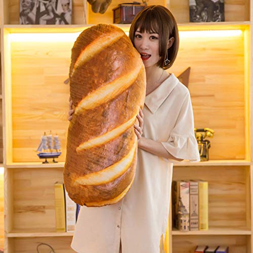Rusaly Creativo Simulación 3D Forma de Pan Cuerpo Almohada Cojín de Espalda Lumbar Suave Peluche Baguette de Peluche de Juguete para la decoración del hogar (80 CM)
