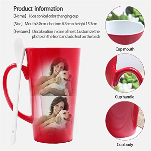 RYTUUFKJGS Taza Mágica Que Cambia De Color Foto Personalizada Taza De Café Sensible Al Calor Debe Taza De Cerámica(Rojo 15.3 * 6.3 * 8.8 CM/6.02 * 2.48 * 3.46 IN)