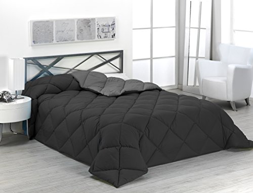 Sabanalia - Edredón nórdico de 400 g , bicolor, cama de 105 cm, color gris y negro