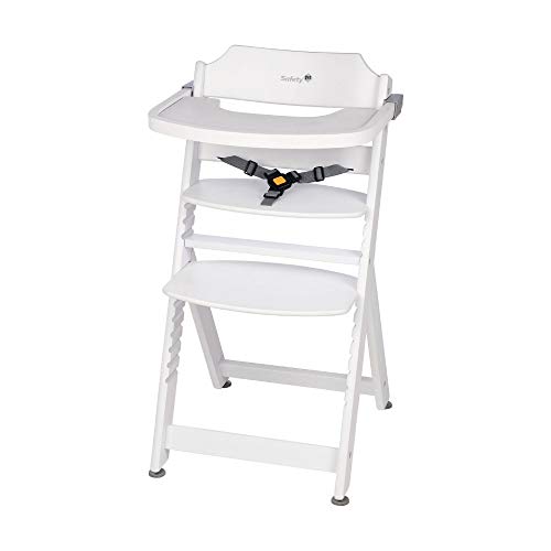 Safety 1st Timba Trona de madera con bandeja, Trona evolutiva para niños 6 meses - 10 años (30 kg), Regulable an altura,color Blanco