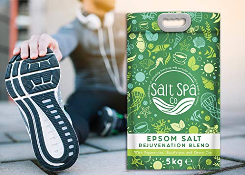 SALES DE EPSOM para aliviar los dolores musculares| Bolsa de 5 kg | Mejorado con aceites esenciales de eucalipto, menta y té verde |