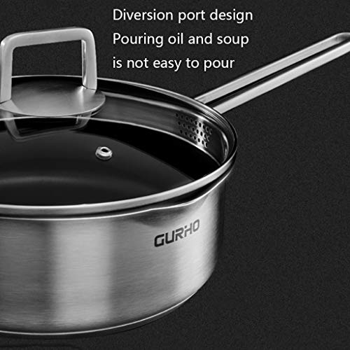 Sartén Antiadherente de Acero Inoxidable, Tortilla doméstica/Filete/panqueque, diseño de Drenaje de la Cubierta, Adecuado para Cocina de Gas/inducción