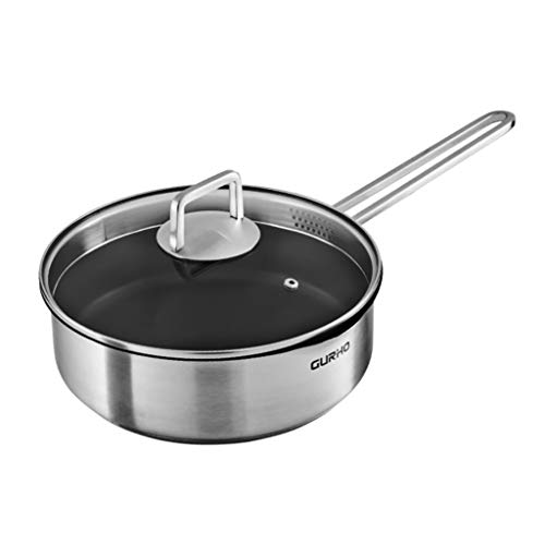 Sartén Antiadherente de Acero Inoxidable, Tortilla doméstica/Filete/panqueque, diseño de Drenaje de la Cubierta, Adecuado para Cocina de Gas/inducción