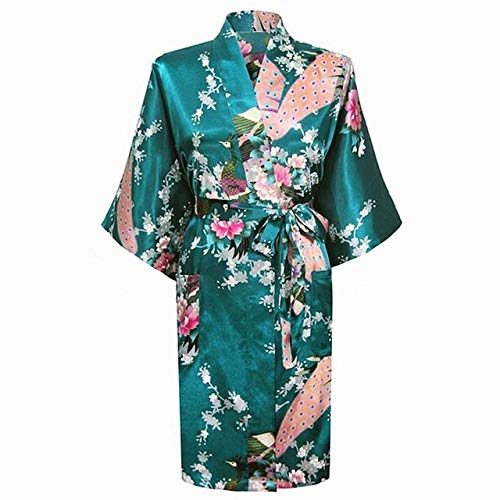Satén Azul más Pijamas de Gran tamaño para Mujer Ropa de Mujer Bata de baño Vestido de Novia de Dama de Honor