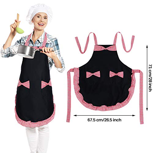 SATINIOR 3 Piezas Delantales de Mujeres con Bolsillo Delantal de Cocina Vintage Adorable Delantal para Navidad Día de Acción de Gracias (Conjunto de Colores 3, Conjunto de Tallas 3)