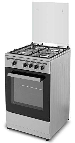 Sauber - COCINA SCI41GB 4 Quemadores - Gas Butano - 50X55 - Tapa Cristal - Color Inox