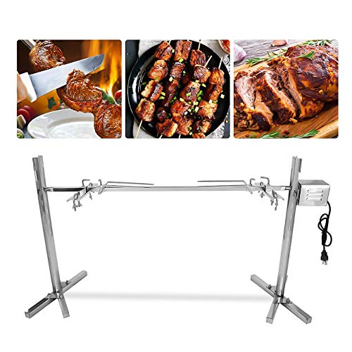Sawera Kit de asador eléctrico automático para Barbacoa, Pincho asador con Motor, asador Giratorio eléctrico de Acero Inoxidable, Alturas Ajustables (15"/ 17" / 19"/ 22" / 24")
