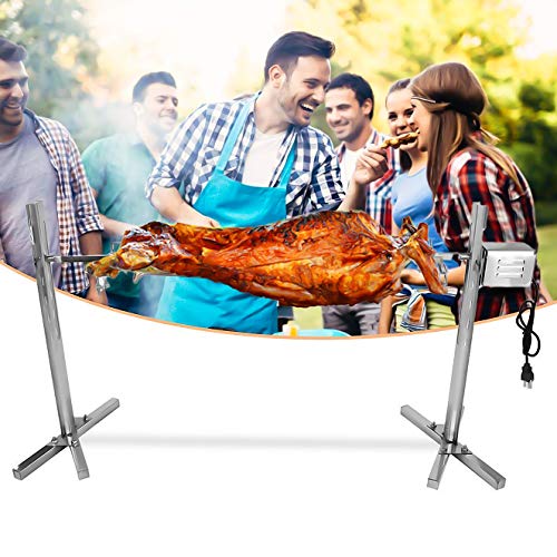 Sawera Kit de asador eléctrico automático para Barbacoa, Pincho asador con Motor, asador Giratorio eléctrico de Acero Inoxidable, Alturas Ajustables (15"/ 17" / 19"/ 22" / 24")