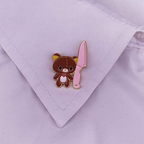Scge Oso de Peluche con Cuchillo Alfiler de Solapa Alfiler de Esmalte