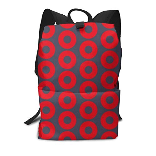 School Bag,Mochila Roja De Círculos De Rosquilla, Mochilas De Hombro Ligeras para Vacaciones De Cumpleaños,40cm(H) x29cm(W)