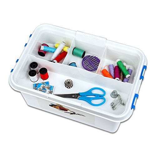 Schramm® Cofre de Costura 30,5cm x 20,5cm x 14,5cm Cofre de Costura de plástico Cofre de Costura con asa con Compartimento de Almacenamiento extraíble Organizador Almacenamiento del Kit de Costura