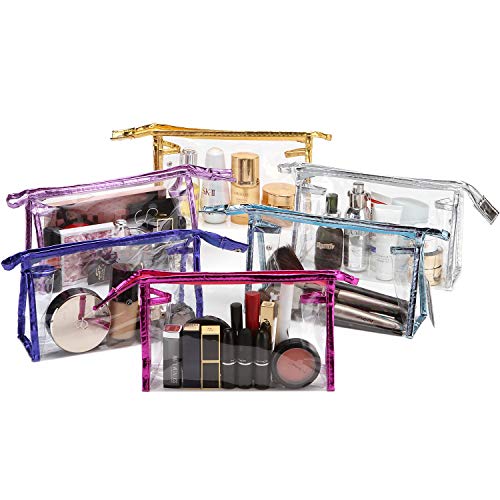 Sea Team 6pcs bolsa de tocador de viaje portátil transparente bolsa de cosméticos de plástico transparente de vinilo organizador de maquillaje con cremallera