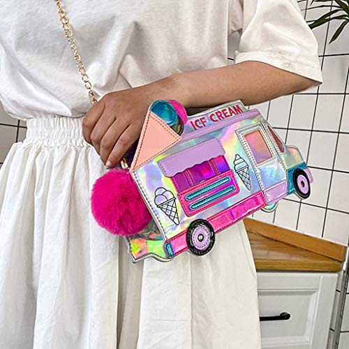 Selma. Las mujeres de cuero de la PU de dibujos animados de helado de coche en forma de hombro de la señora Crossbody bolsa de uso al aire libre regalo