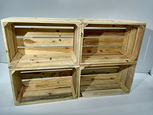 Set 4 Cajas DE Madera Pino Natural Vintage