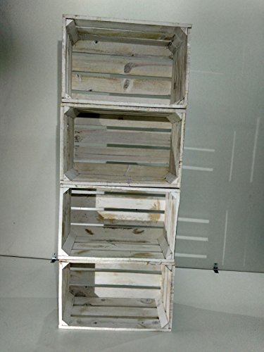 Set 4 Cajas Madera Blanco Vintage Tipo Fruta